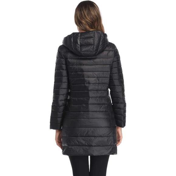 Women's Plus Size Packable Down Jacket: Ultralight Hooded Puffer Coat - Picture 5 of 8
